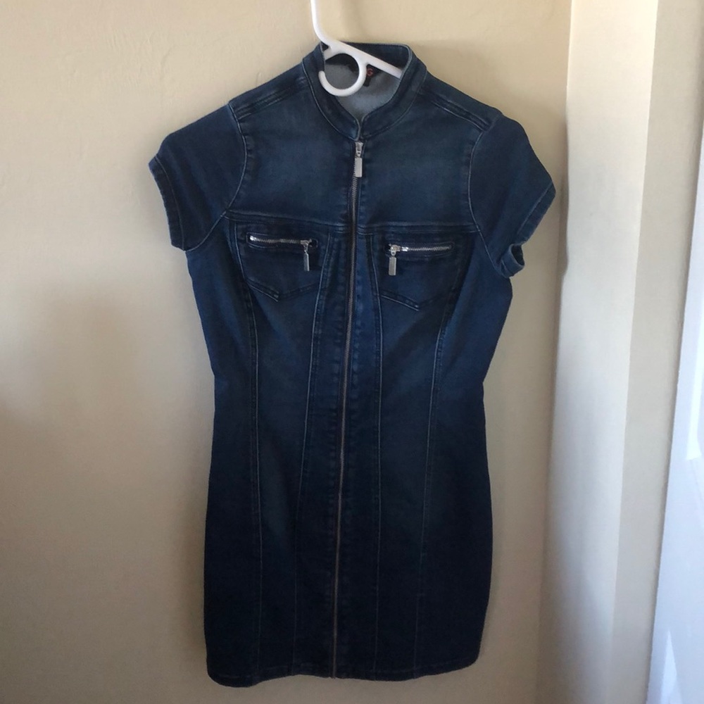 Denim short and tight dress